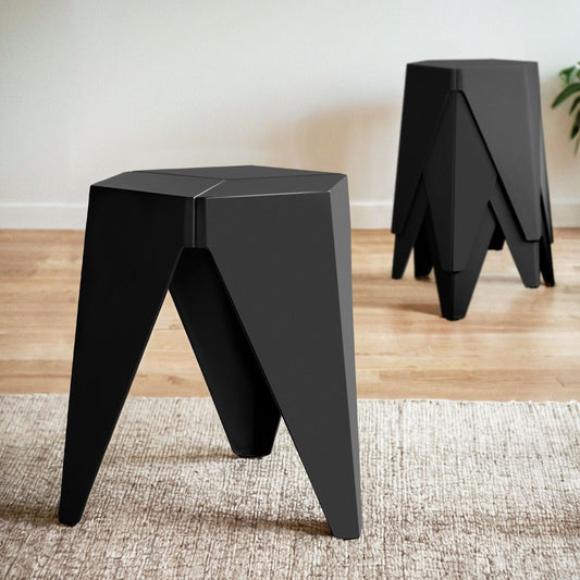 Artiss Set of 4 Puzzle Stackable Stools - Black