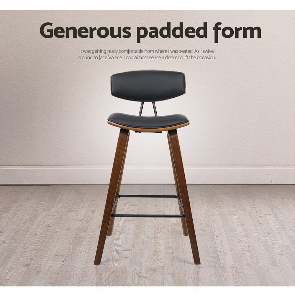 Artiss Set of 2 PU Leather Circular Footrest Bar Stools - Black