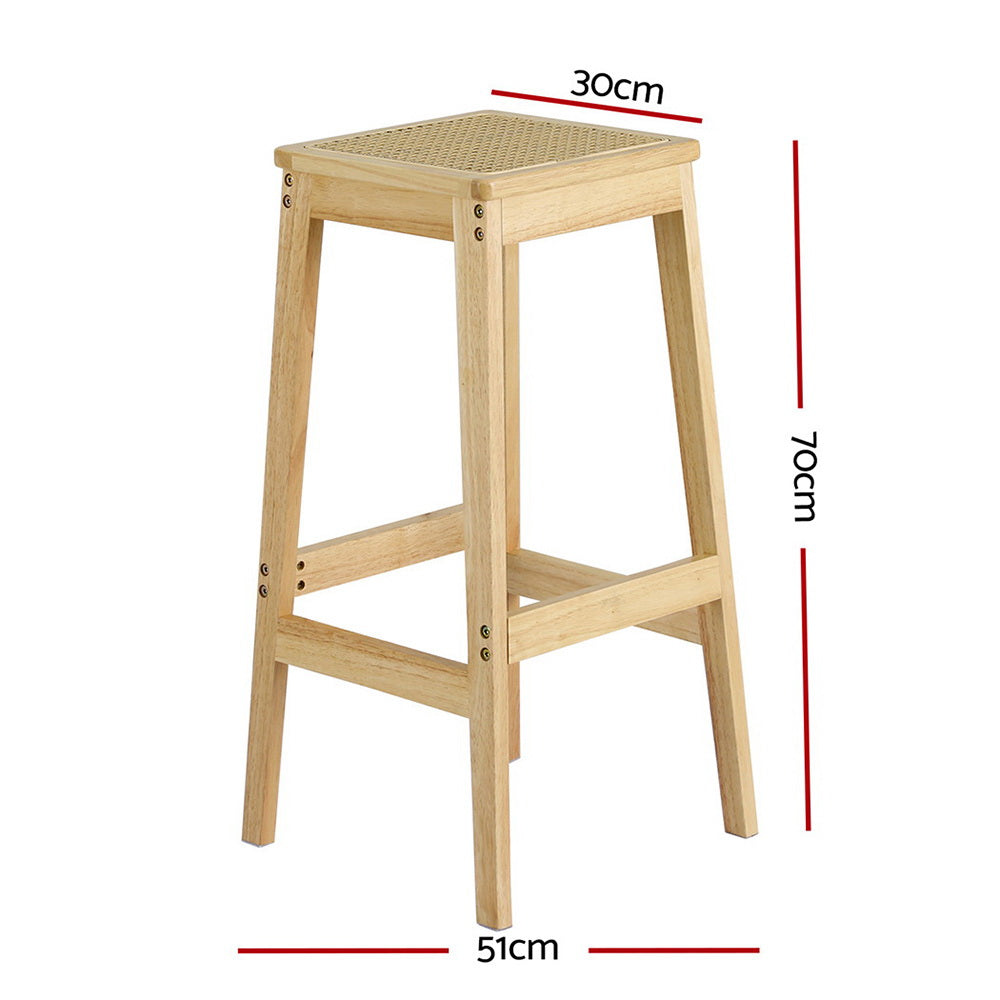 Artiss 4 x Bar Stools Rubber Wood & PVC Rattan