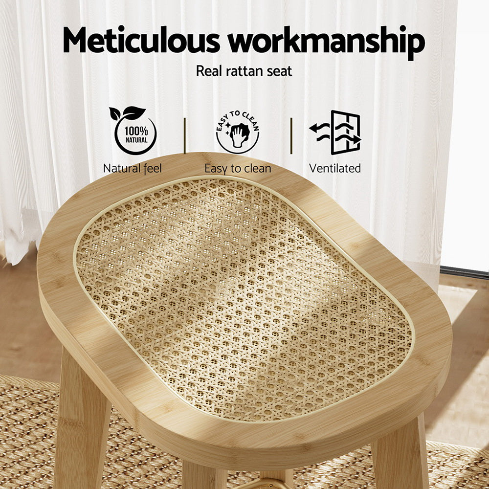 Artiss 2 x Bar Stools Bamboo & PVC Rattan