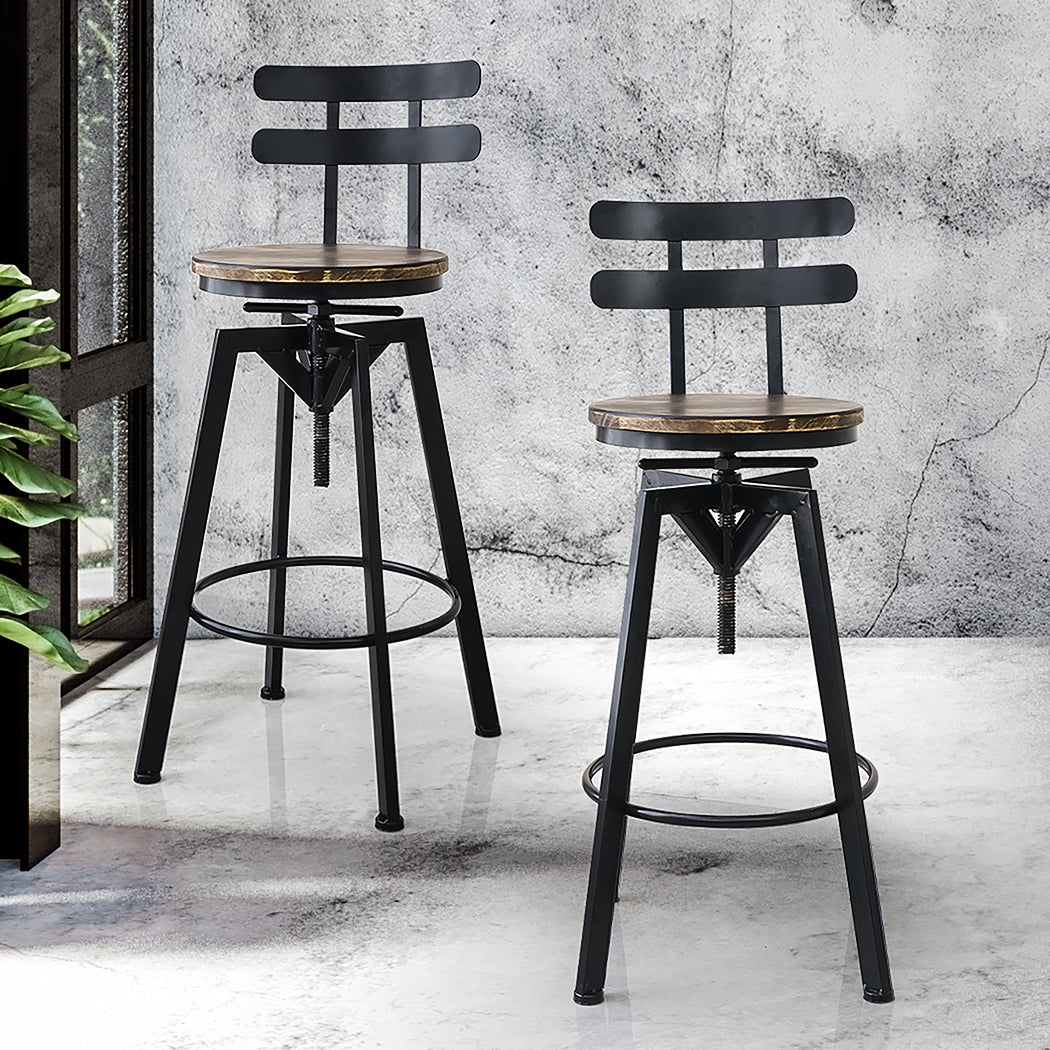 Levede 1x Bar Stool Industrial Adjustable-1910113242009702406