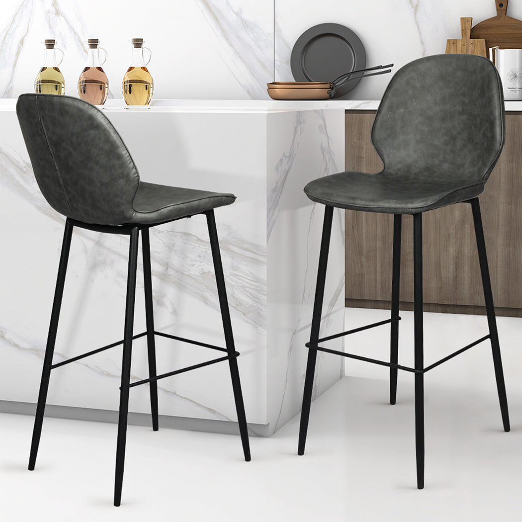 Levede 2x Bar Stool Barstools Counter Grey-1910113299538776070