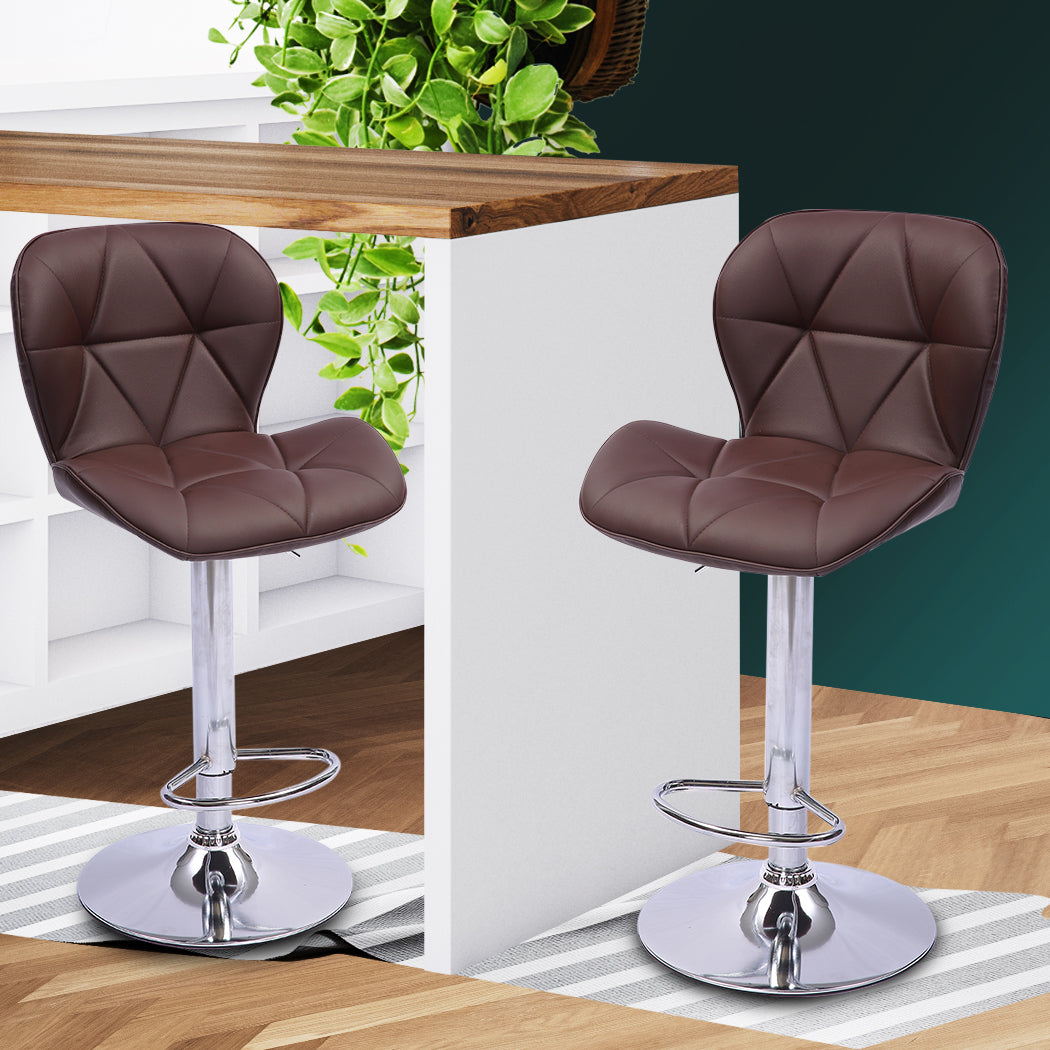 Levede 2x Bar Stool Swivel Gas Lift Brown-1919892920559865862