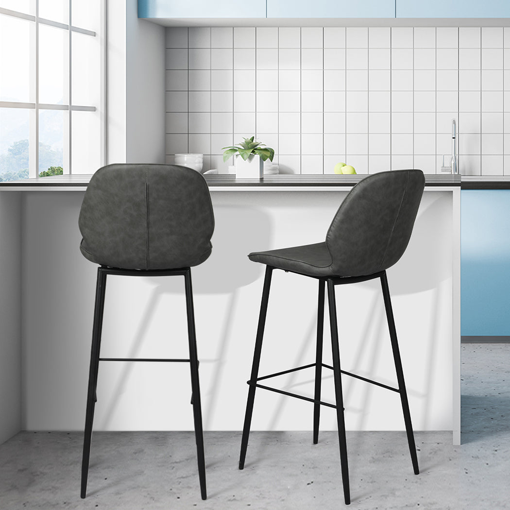 Levede 2x Bar Stool Barstools Counter Grey-1910113299538776071