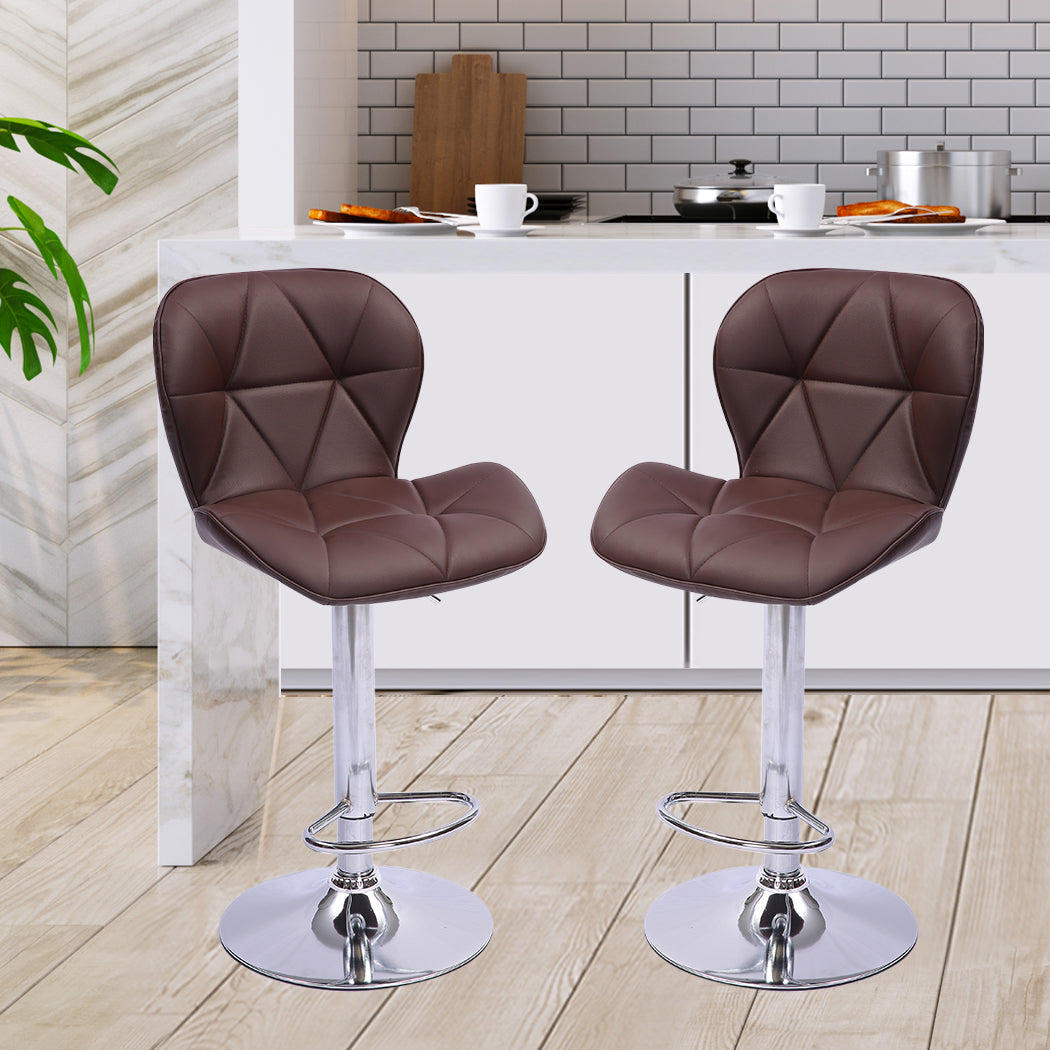 Levede 2x Bar Stool Swivel Gas Lift Brown-1919892920559865863