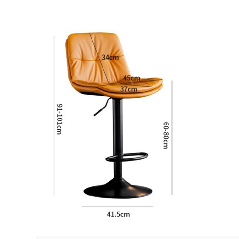 2 x Leather Barstools with Swivel Gas Lift - Orange