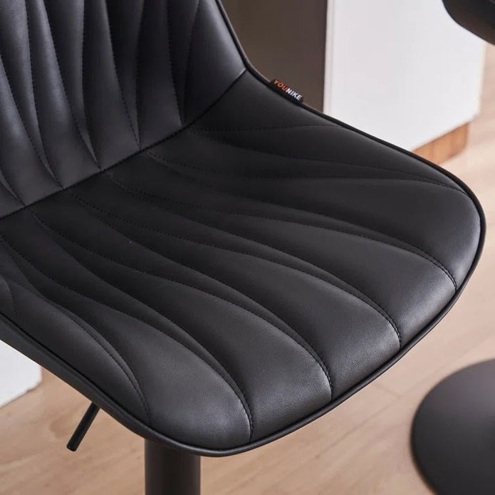 SERENITà 2 x Height Adjustable Counter Stool Swivel Bar Faux Leather Padded Black Base - Black