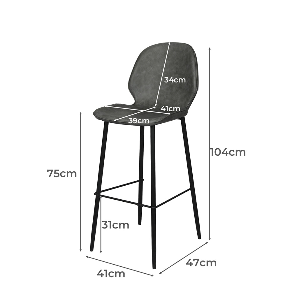 Levede 2x Bar Stool Barstools Counter Grey-1910113299538776066