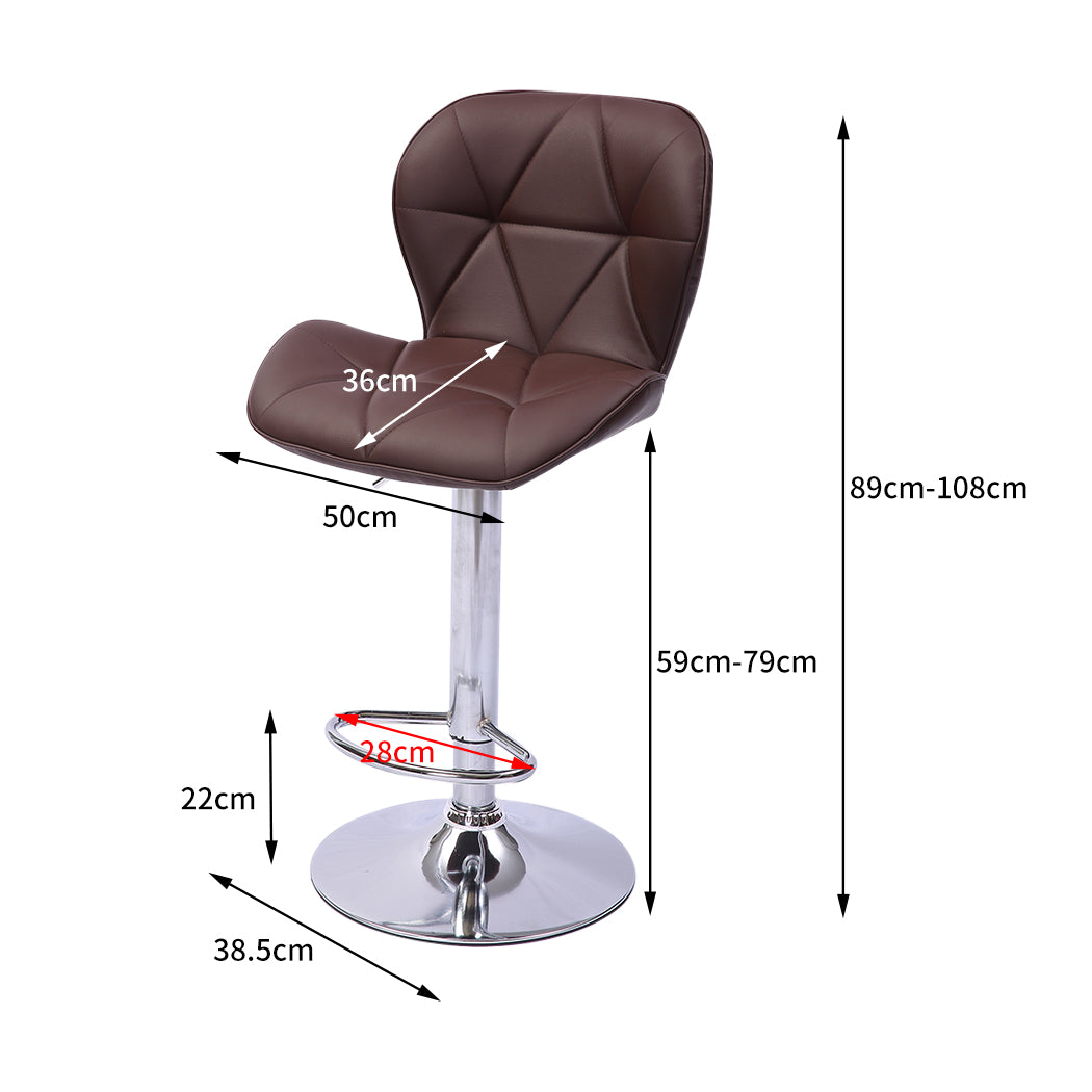 Levede 2x Bar Stool Swivel Gas Lift Brown-1919892920559865858