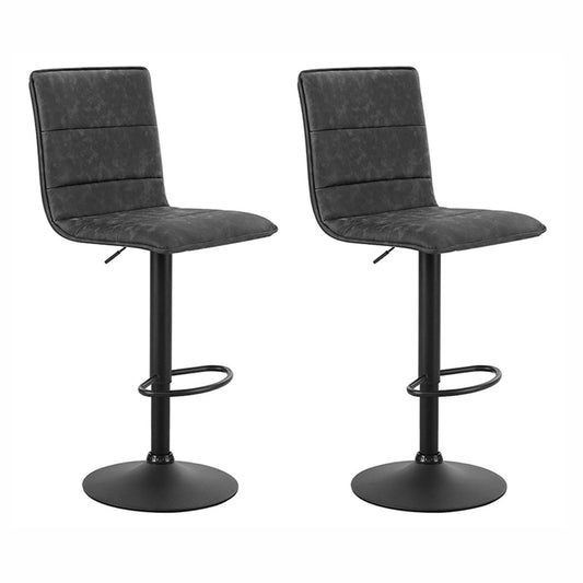 Artiss 2 x Bar Stools Gas Lift Vintage Leather - Grey
