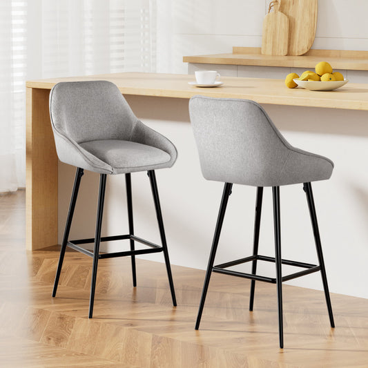 Artiss Set of 2 Bar Stools Upholstered - Grey