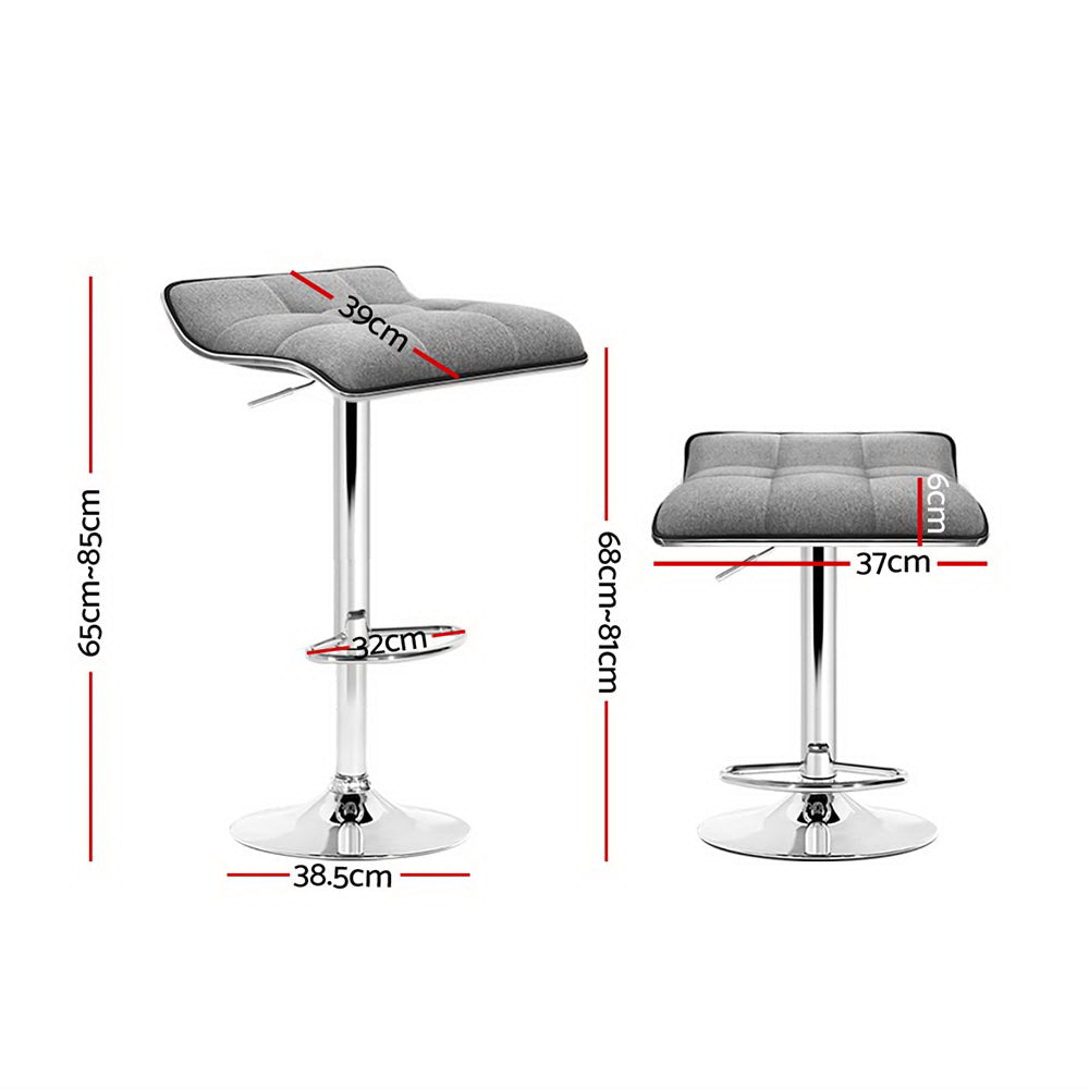 Artiss 4 x Bar Stools Linen Padded Gas Lift - Grey