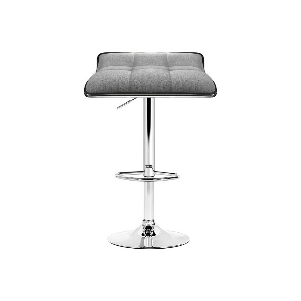 Artiss 4 x Bar Stools Linen Padded Gas Lift - Grey