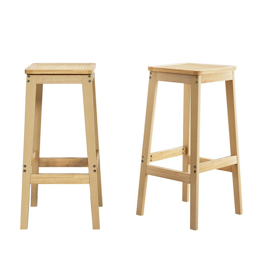 Artiss 4 x Bar Stools Rubber Wood & PVC Rattan