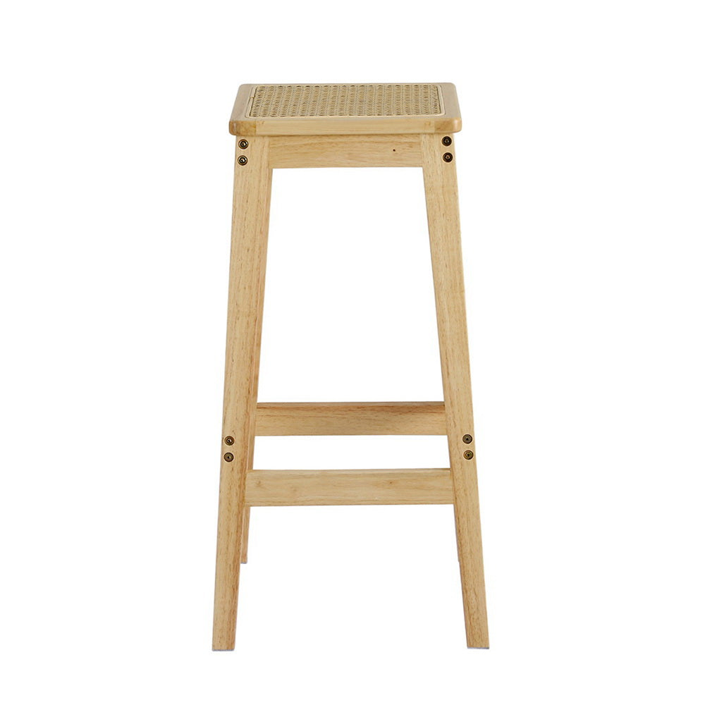 Artiss 4 x Bar Stools Rubber Wood & PVC Rattan
