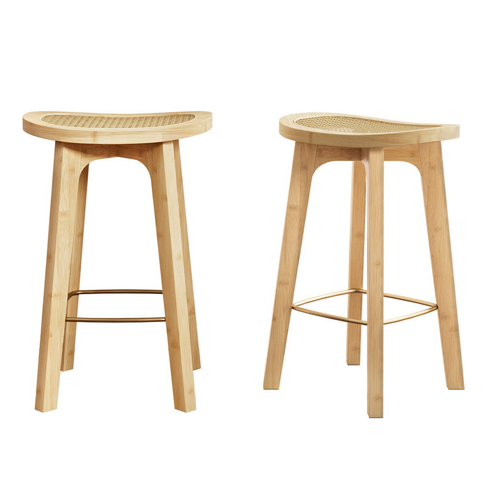 Artiss 2 x Bar Stools Bamboo & PVC Rattan