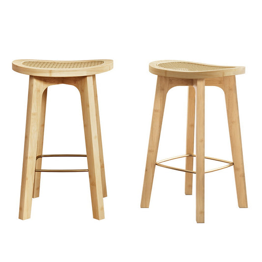 Artiss 2 x Bar Stools Bamboo & PVC Rattan