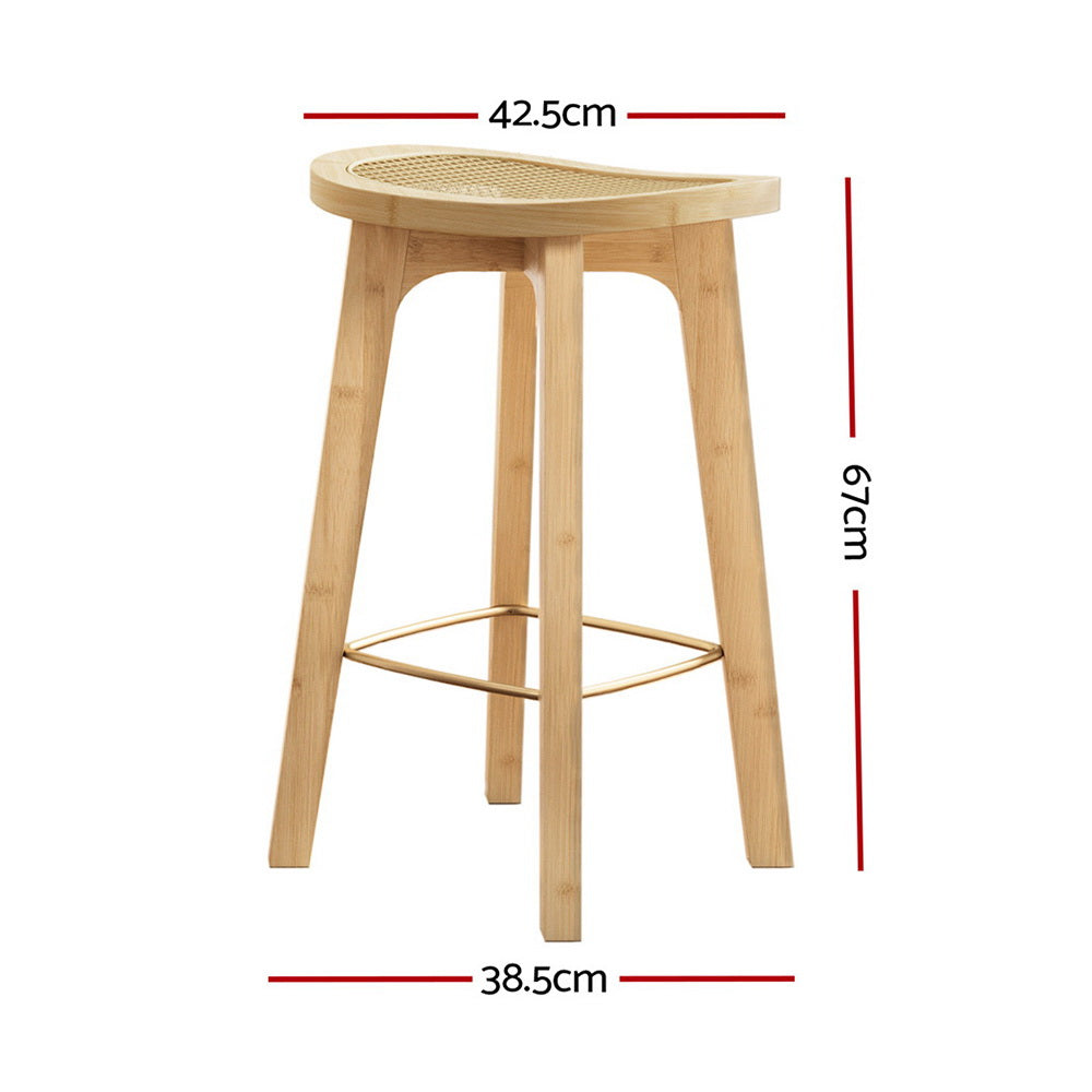 Artiss 2 x Bar Stools Bamboo & PVC Rattan