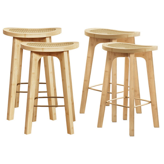 Artiss 4 x Bar Stools Bamboo & PVC Rattan