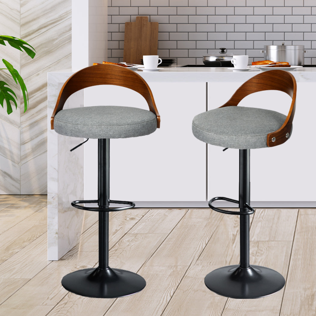 Levede 1x Bar Stool Gas Lift Kitchen Grey-1910113241284087815