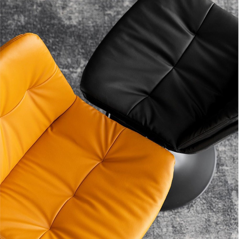 2 x Leather Barstools with Swivel Gas Lift - Orange
