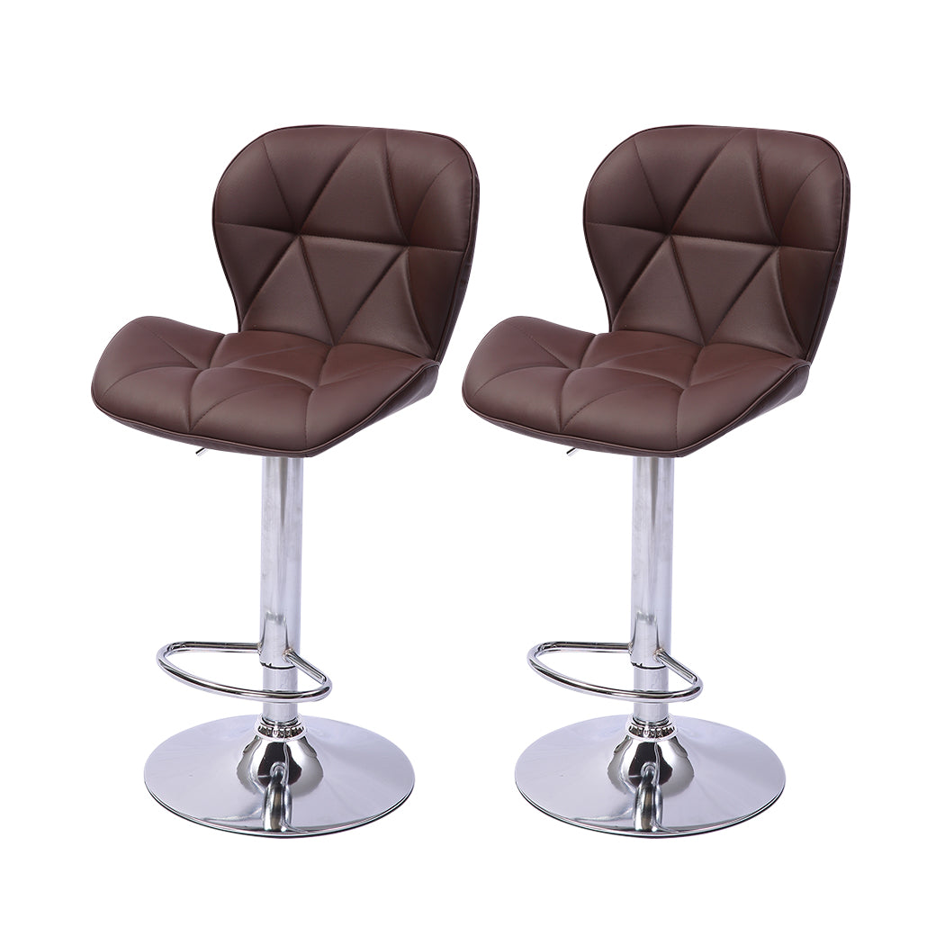 Levede 2x Bar Stool Swivel Gas Lift Brown-1919892920559865856