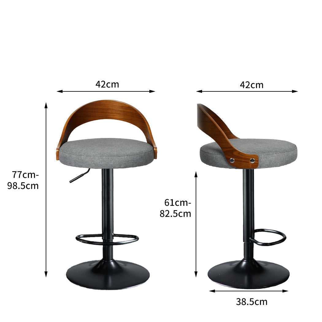 Levede 1x Bar Stool Gas Lift Kitchen Grey-1910113241284087810